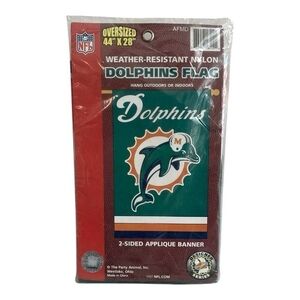 Miami Dolphins 2-Sided Embroidered Applique Banner Flag 28"x40" NFL NWT
